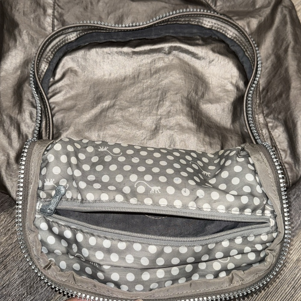 Kipling Shiny Silver Backpack - Picture 7 of 9
